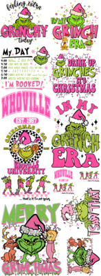 #14 Gangsheet  Pink Green guy (adult Size &amp; Larger back prints )