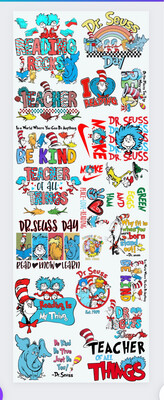 #40 DR . S E U S S 22x60 Gangsheet (teacher &amp; Kids )