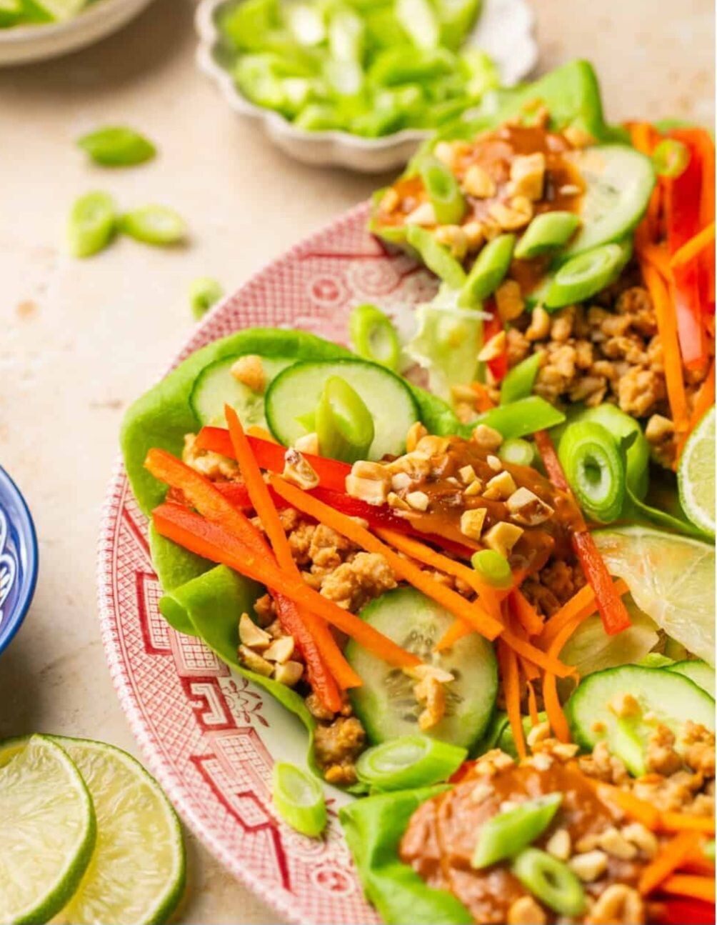 Peanut Chicken Lettuce Wraps