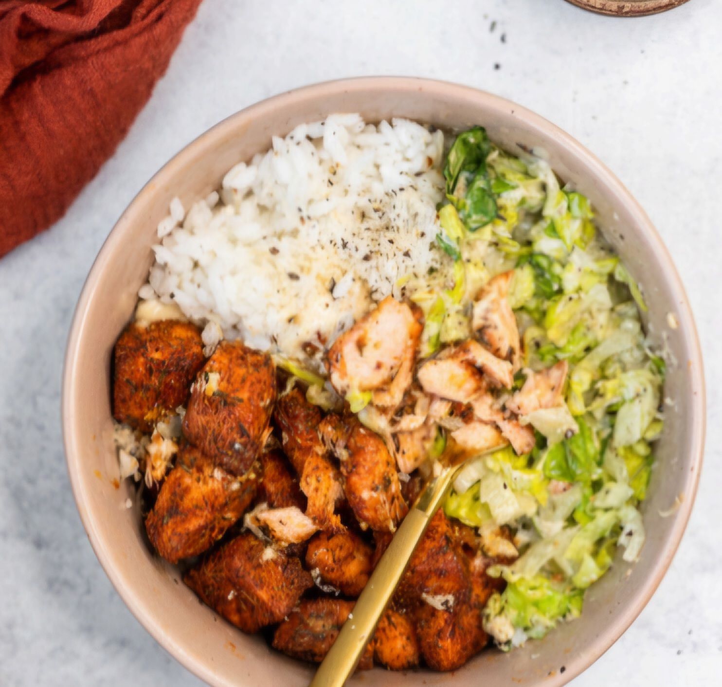 Salmon Caesar Rice Bowl