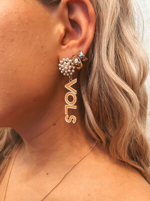 TENNESSEE VOLS PEARL ENAMEL EARRINGS