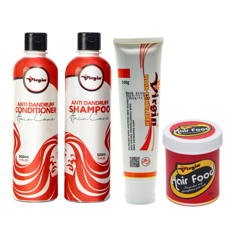 Virgin Anti Dandruff Shampoo, Conditioner, Hair Fertilizer, and Hair Food (Pack of 4)