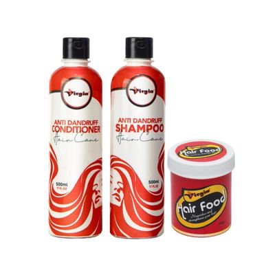 Virgin Anti Dandruff Shampoo, Conditioner, and Hair Food (Pack of 3)