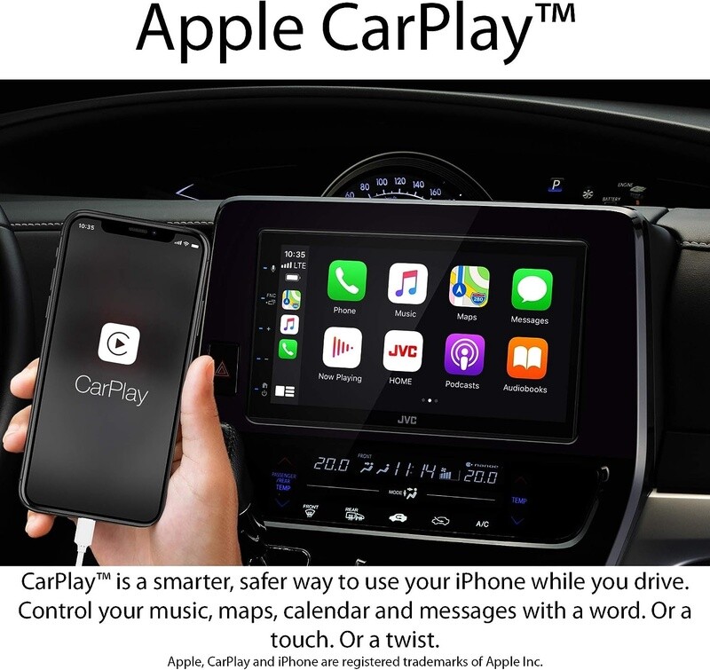 JVC KW-M560BT Apple CarPlay Android Auto Multimedia Player w/ 6.8" Capacitive Touchscreen, Bluetooth Audio and Hands Free Calling, MP3 Player, Double DIN, 13-Band EQ, SiriusXM, AM/FM Car Radio