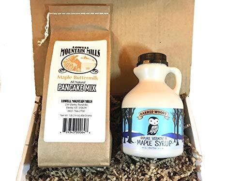 Vermont Maple Syrup and Pancake Mix Gift Box - From Barred Woods Maple Products (Amber Rich)