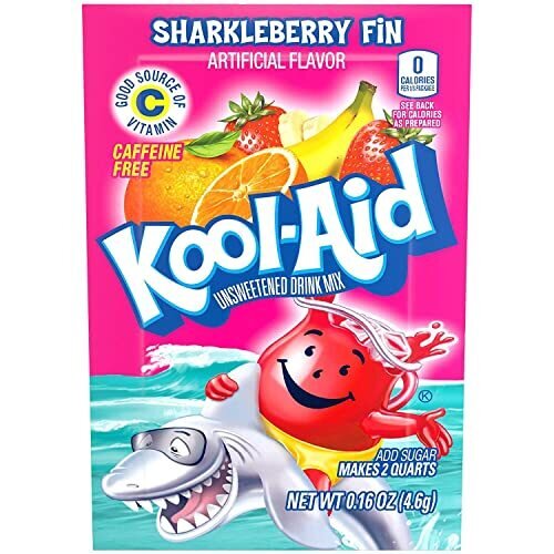 Kool-Aid Unsweetened Sharkleberry Fin Powdered Drink Mix Caffeine Free 0.16 oz Packet Pack of 48 Count