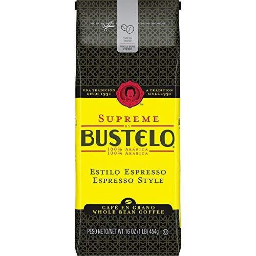 Caf� Bustelo Supreme by Bustelo Espresso Style Dark Roast Whole Bean Coffee 16 Ounce (Pack of 8) Red