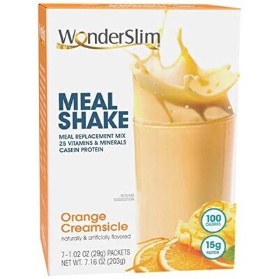 WonderSlim Meal Replacement Shake Orange Creamsicle 100 Calories 15g Protein 25 Vitamins & Minerals (7ct)