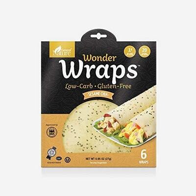 Wonder Wraps -Sesame Chia- Low Carb Keto Tortillas | Non-GMO Kosher Low Calorie Burrito Wraps | Perfect for Weight Loss | Delicious Gluten Free Soy and Nut Free Vegetarian Food -1 Pack/10 Thin Wraps