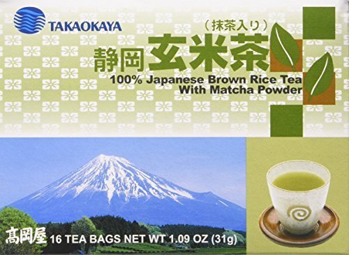 Takaokaya Genmai Cha Japanese Brown Rice Tea with Matcha Powder 16 Tea Bags
