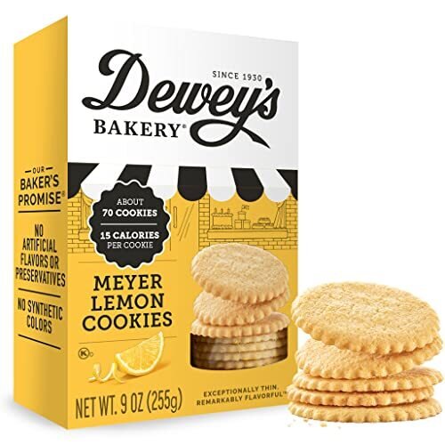 Dewey’s Bakery Meyer Lemon Cookie Thins | Baked in Small Batches | Real Simple Ingredients | Time-Honored Southern Bakery Recipe | 9 oz