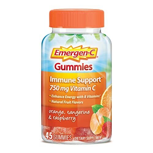 Emergen-C 750Mg Vitamin C Gummies for Adults Immunity Gummies with B Vitamins Gluten Free Orange Tangerine and Raspberry Flavors - 45 Count