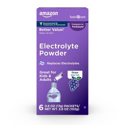 Electrolyte Powder Packets for Rehydration Grape Electrolyte Drink Mix 6 Count (Pack of 1)