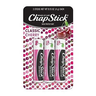 Classic Cherry Lip Balm Tube Flavored Lip Balm for Lip Care on Chafed Chapped or Cracked Lips - 0.15 Oz (Pack of 3)