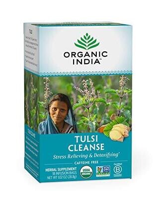 Tulsi Cleanse Herbal Tea - Stress Relieving & Detoxifying Immune Support Adaptogen Vegan Gluten-Free USDA Certified Organic Non-Gmo Caffeine-Free - 18 Infusion Bags 1 Pack