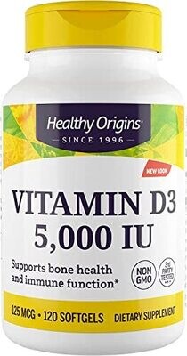 Healthy Origins Vitamin D3 5 000 Lulanolin Gels 120 Count