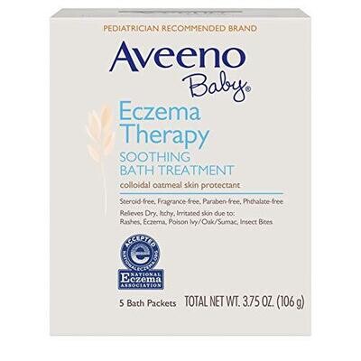 Aveeno Baby Eczema Therapy Soothing Bath Treatment for Relief of Dry Itchy and Irritated Skin Made with Soothing Natural Colloidal Oatmeal 5 Ct.