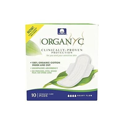- 100% Certified Organic Cotton Feminine Pads - Heavy Flow 10 Count (Pack of 1) (B003ART1JG)