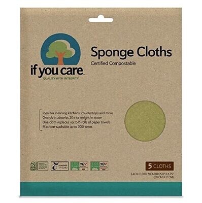 Sponge Cloths – 5 Count – 100% Natural Cleaning Rags for Kitchen Bathroom Home Countertop Surfaces – Absorbent Reusable Machine Washable Compostable