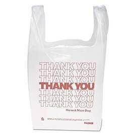 Group "Thank You" Handled T-Shirt Bags 11 1/2 X 21 Polyethylene White White/Red