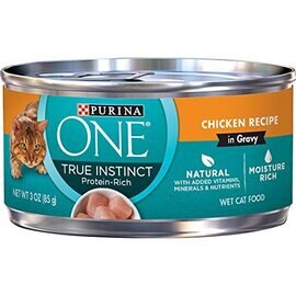 Purina ONE Natural High Protein Gravy Wet Cat Food True Instinct Chicken Recipe - Pull-Top 3 Ounce (Pack of 24)