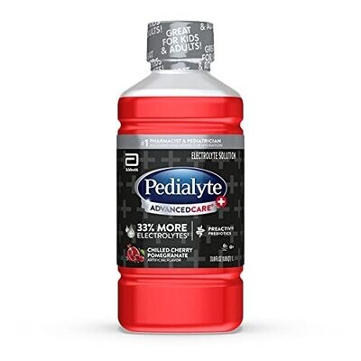 Pedialyte AdvancedCare+ Electrolyte Drink with 33% More Electrolytes and has PreActiv Prebiotics Chilled Cherry Pomegranate Ginger 33.8 Fl Oz