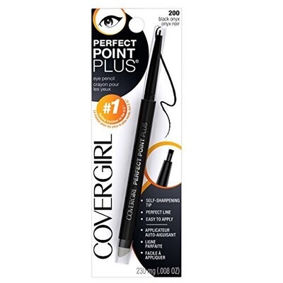 COVERGIRL Perfect Point PLUS Eyeliner One Pencil Black Onyx Color Self Sharpening Eyeliner Pencil Smudger Tip for Blending (packaging may vary)