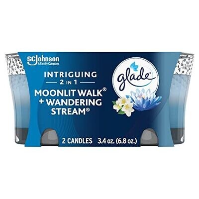 Candle Jar Air Freshener 2In1 Moonlit Walk & Wandering Stream 3.4 Ounce (Pack of 2)