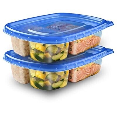 Food Storage Meal Prep Containers Reusable for Kitchen Organization Smart Snap Technology Dishwasher Safe Divided Rectangle 2 Count