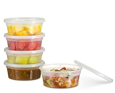 [72 Count 8 Oz Combo] Basix Disposable Plastic Deli Food Storage Containers with Plastic Lids Leakproof Great for Meal Prep Picnic Take Out Traveling Fruits Snack or Liquids