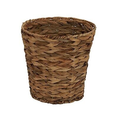 Woven Water Hyacinth Wicker Waste Basket Natural