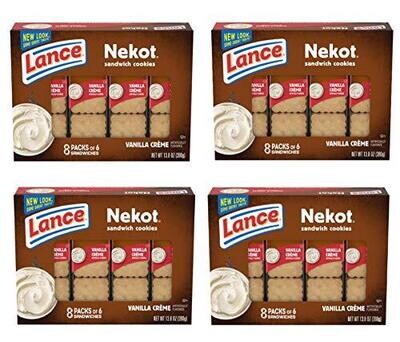 Lance Van-O Lunch Nekot Vanilla Creme Cookies 8 Count (Pack of 4)