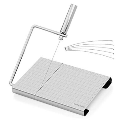 SmalDian Cheese Slicer Butter Cutter Stainless Steel with Accurate Size Scale for Cheese&Butter Slicing Equipped with 5 Replaceable Stainless Cheese Slicer Wires