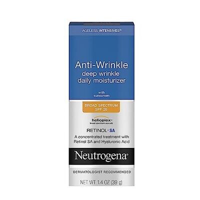 Ageless Intensives Anti-Wrinkle Retinol Cream Daily Wrinkle Moisturizer with SPF 20 Sunscreen Retinol and Hyaluronic Acid 1.4 Oz