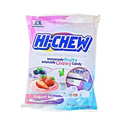 Morinaga Hi Chew Japan Yogurt Mix Chewy Candy with Plain Strawberry and Blueberry Flavor 3.17 Oz