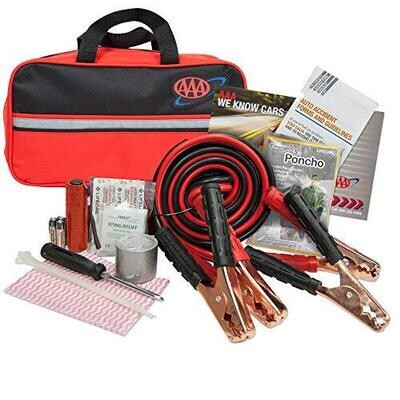 Lifeline AAA Premium Road Kit 42 Piece Emergency Car Kit with Jumper Cables Flashlight and First Aid Kit4330AAABlack