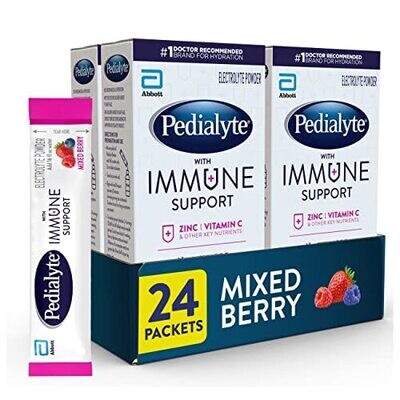 with Immune Support Electrolytes with Vitamin C and Zinc Advanced Hydration with Preactiv Prebiotics Mixed Berry Electrolyte Drink Powder Packets 24 Count (Pack of 1)
