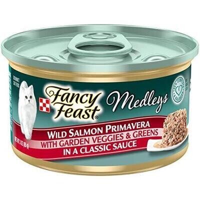 Purina Fancy Feast Wet Cat Food Medleys Wild Salmon Primavera with Garden Veggies & Greens in Sauce - 3 Ounce (Pack of 24)
