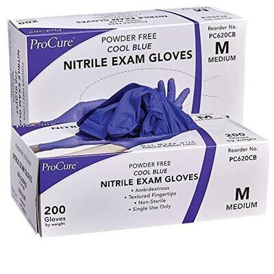 Medical Exam Disposable Nitrile Gloves Medium 400 Count - Powder Free Rubber Latex Free Food Safe Surgical Grade Ambidextrous Textured Tips 3 Mil Thickness - Cool Blue (2 Boxes of 200)