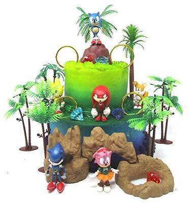 SONIC and Friends Deluxe Birthday  Set Featuring Sonic Character Figures and Decorative Themed Accessories