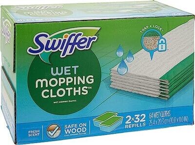 Sweeper Wet Mopping Cloths Refills Open Window Fresh 32 Count Pack of 2
