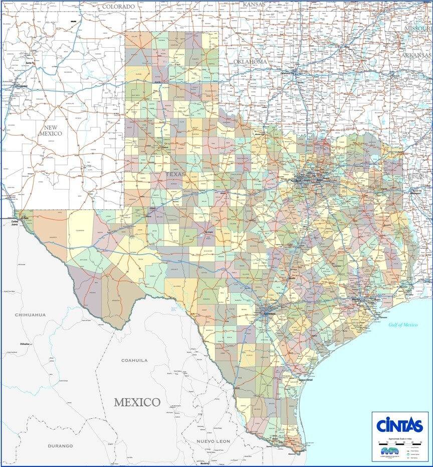 Texas Wall map laminated, image size:864x930