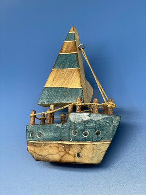 Blue Rustic Decorative Wooden Boat