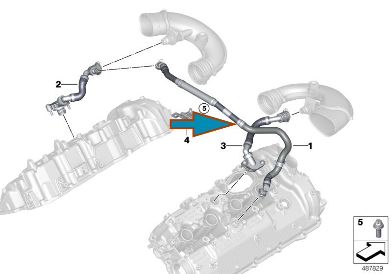 8662605 G05 5.0 N63B44D Crankcase ventilation intake pipe