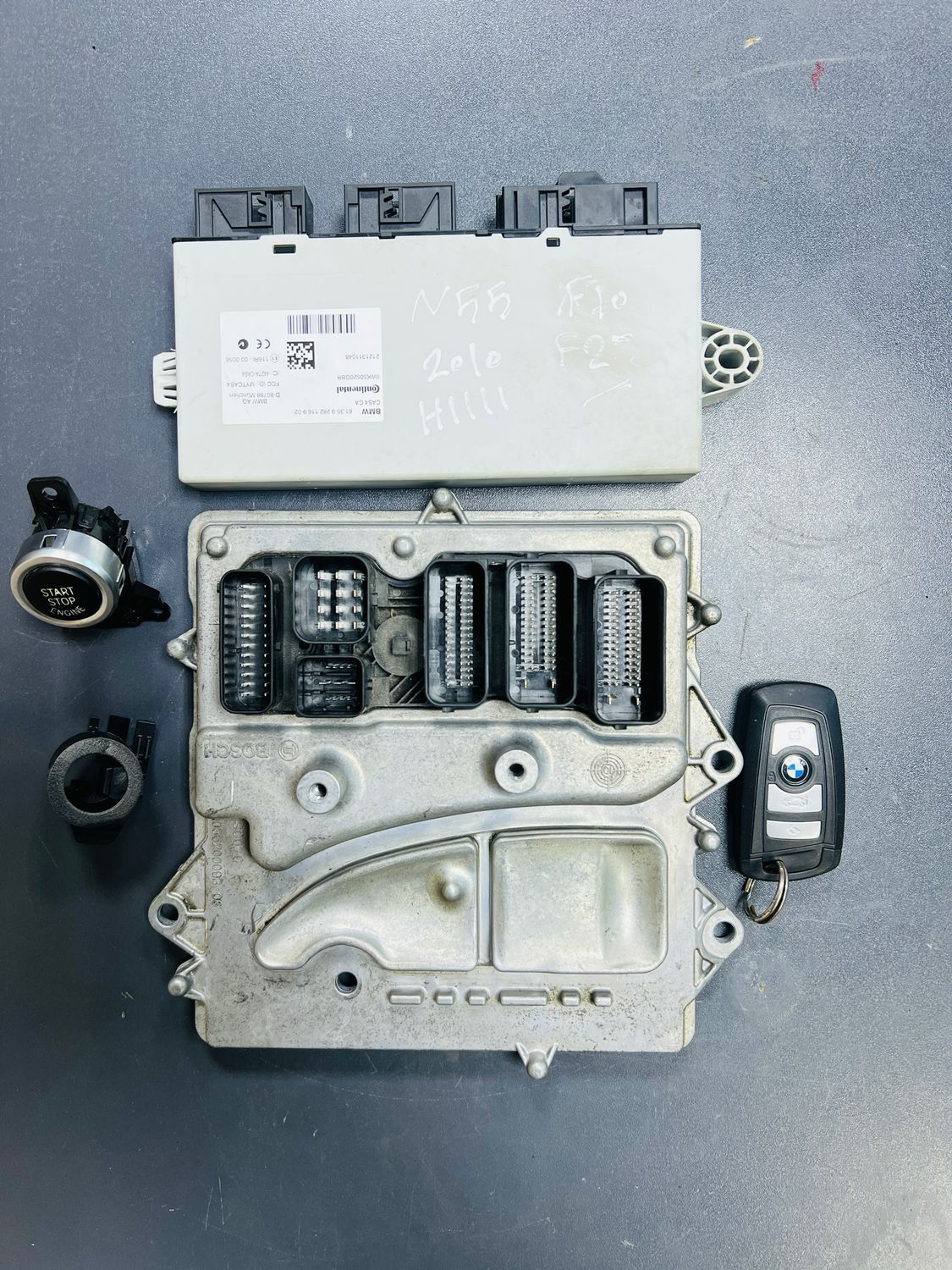 BMW HYBRID 5 N55 F10 2012 ENGINE CONTROL ECU UNIT SET 7643066 Genuine Product used