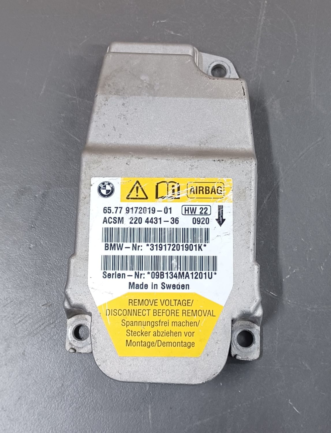 BMW E60,E61 Air Bag Control Unit Module 9172019 Genuine Product used item