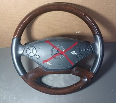 2007-2012 Mercedes-Benz W221 S-Class Steering Wheel Leather Wood Lane Assist With Switches With Out Air Bag