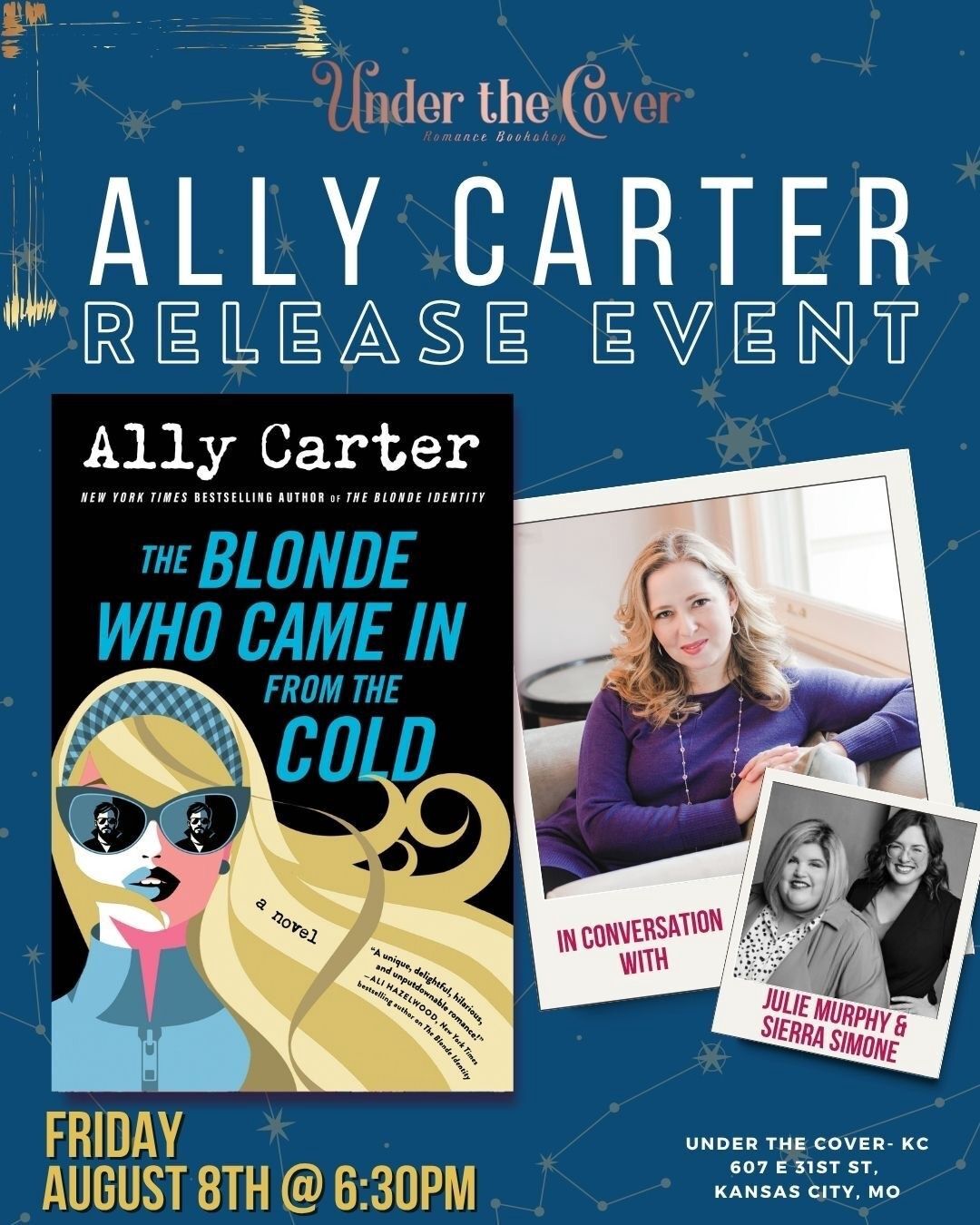 Ally Carter Release Event August 8: The Blonde Who Came in from the Cold