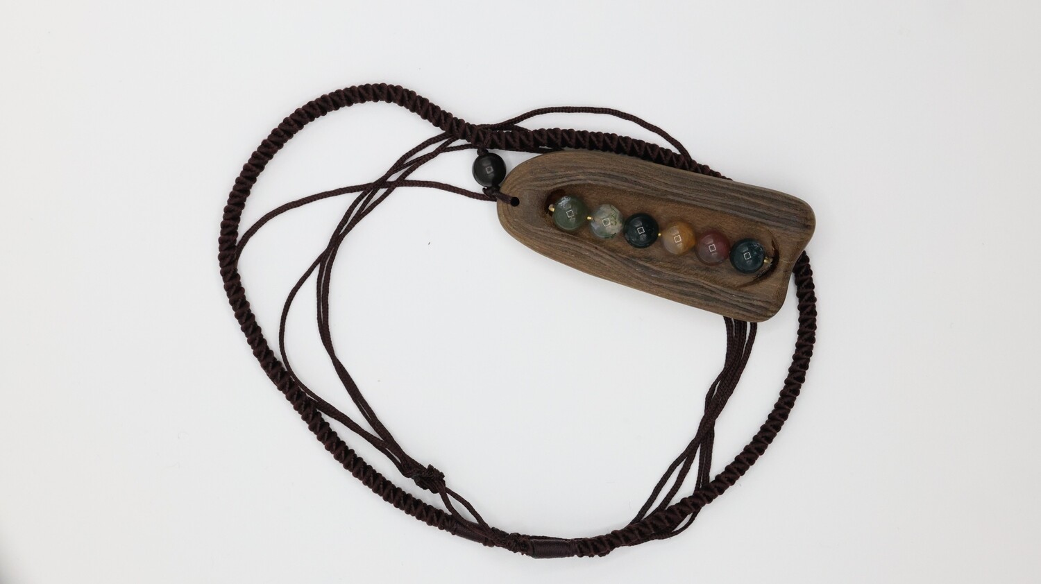 Vintage Sandalwood Natural Stone Pendant Necklace 50-85cm