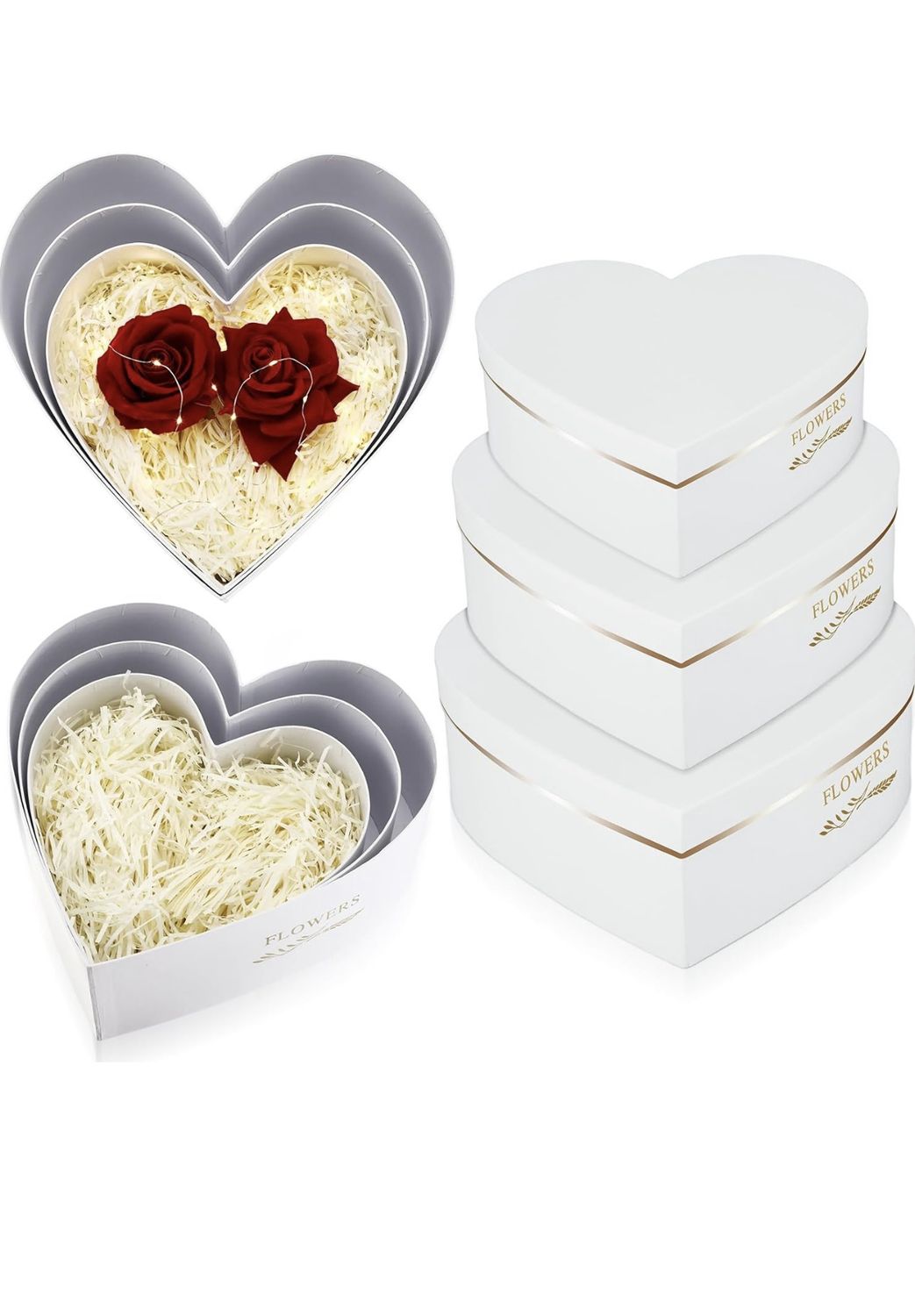 heart shape flower box, Color: white